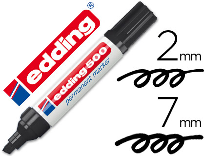 ROTULADOR EDDING MARCADOR PERMANENTE 500 NEGRO PUNTA BISELADA 7 MM RECARGABLE