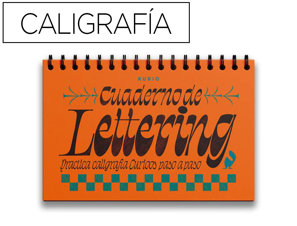 CUADERNO RUBIO LETTERING CALIGRAFIA PRACTICA CURIOOS PASO A PASO ENCUADERNACION ESPIRAL TAPA DURA 212 PAGINAS