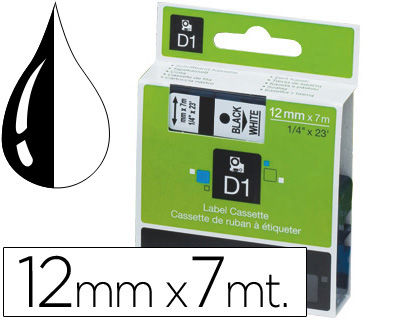 CINTA DYMO 1000 NEGRO-BLANCO 12MM X 7MT D1