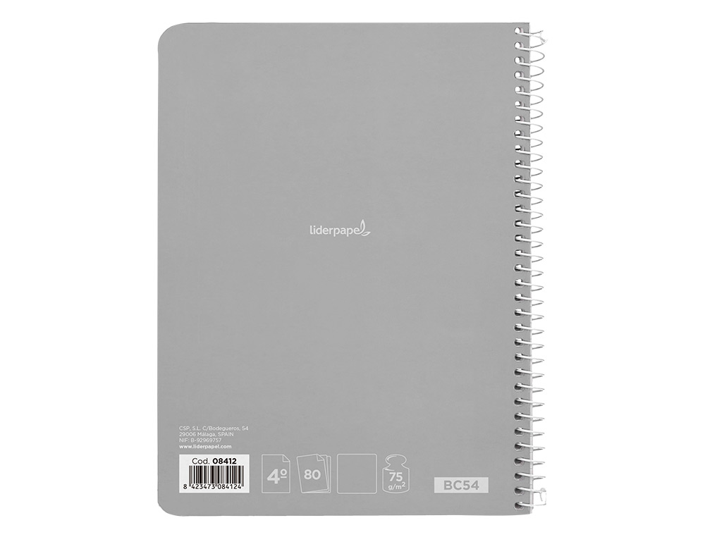 CUADERNO ESPIRAL LIDERPAPEL CUARTO WITTY TAPA DURA 80H 75GR LISO SIN MARGEN COLORES SURTIDOS