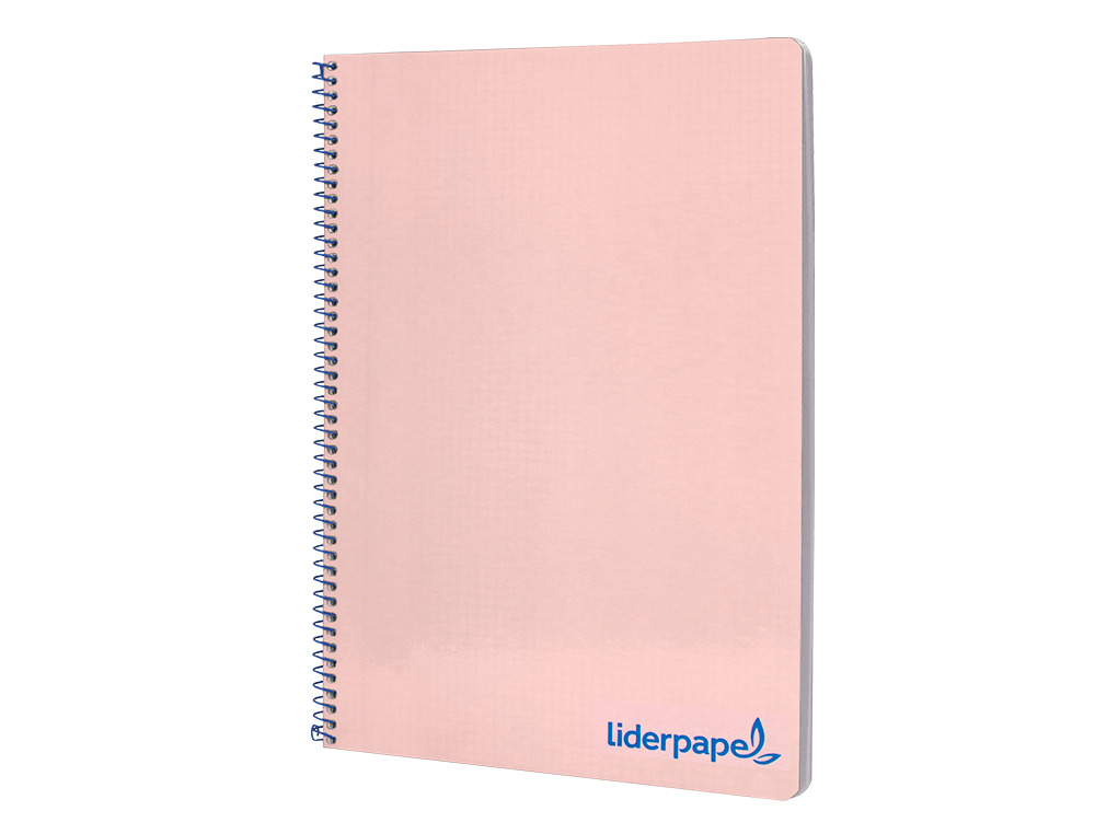 CUADERNO ESPIRAL LIDERPAPEL A4 WONDER TAPA PLASTICO 80H 90GR CUADRO 4MM CON MARGEN COLOR ROSA