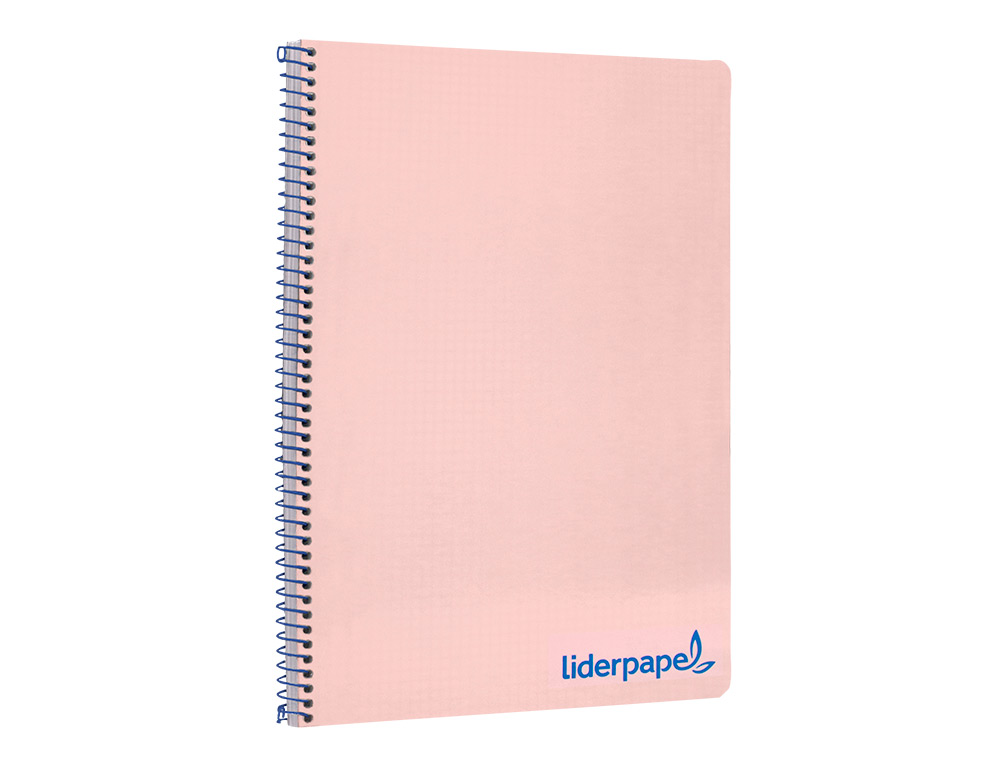 CUADERNO ESPIRAL LIDERPAPEL A4 WONDER TAPA PLASTICO 80H 90GR CUADRO 4MM CON MARGEN COLOR ROSA