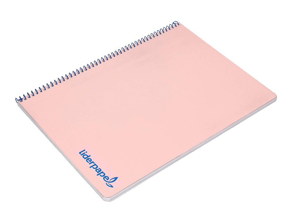 CUADERNO ESPIRAL LIDERPAPEL A4 WONDER TAPA PLASTICO 80H 90GR CUADRO 4MM CON MARGEN COLOR ROSA