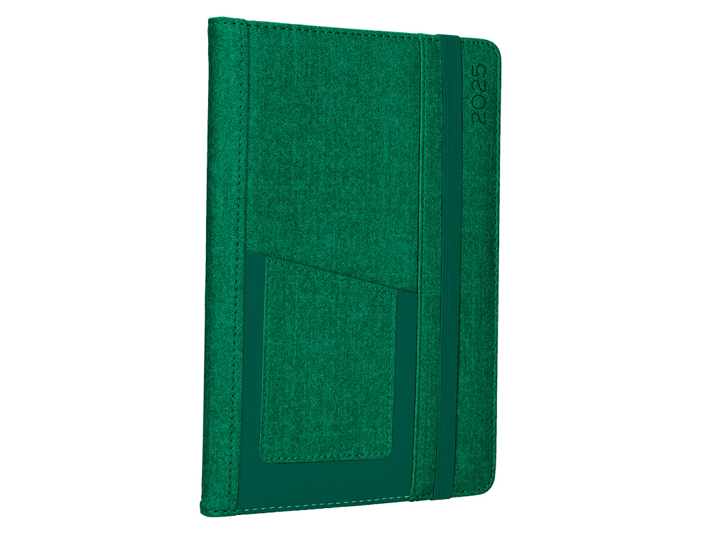 AGENDA ENCUADERNADA LIDERPAPEL SARIA A5 2025 DIA PAGINA COLOR VERDE PAPEL 70 GR