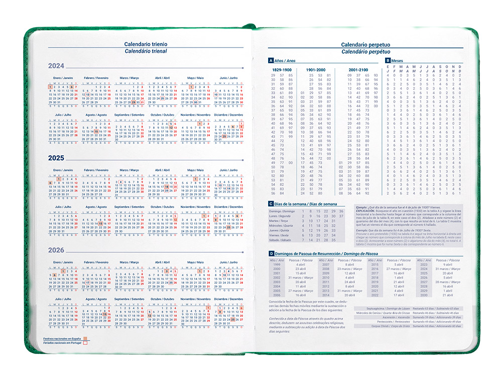 AGENDA ENCUADERNADA LIDERPAPEL SARIA A5 2025 DIA PAGINA COLOR VERDE PAPEL 70 GR