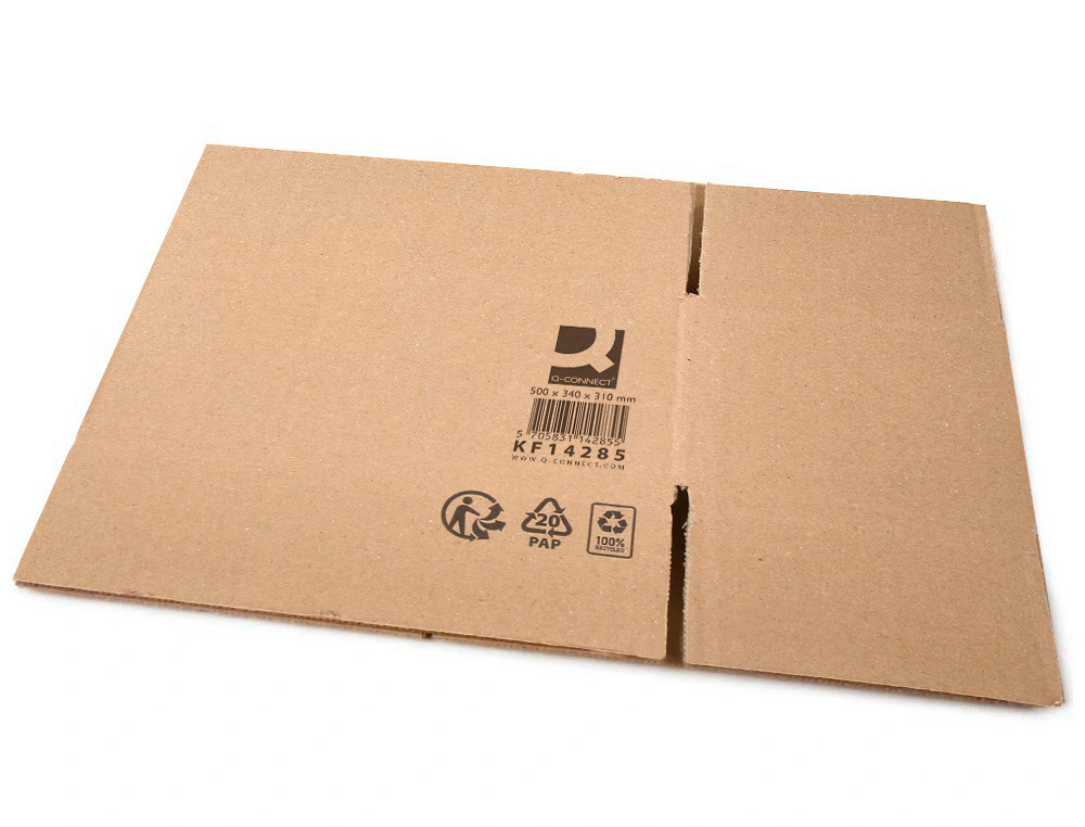 CAJA PARA EMBALAR Q-CONNECT AMERICANA ULTRA RESISTENTE CARTON RECICLADO CANAL DOBLE 7MM COLOR KRAFT 500X340X310 MM