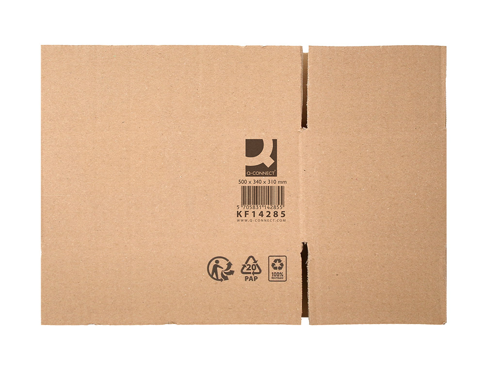 CAJA PARA EMBALAR Q-CONNECT AMERICANA ULTRA RESISTENTE CARTON RECICLADO CANAL DOBLE 7MM COLOR KRAFT 500X340X310 MM