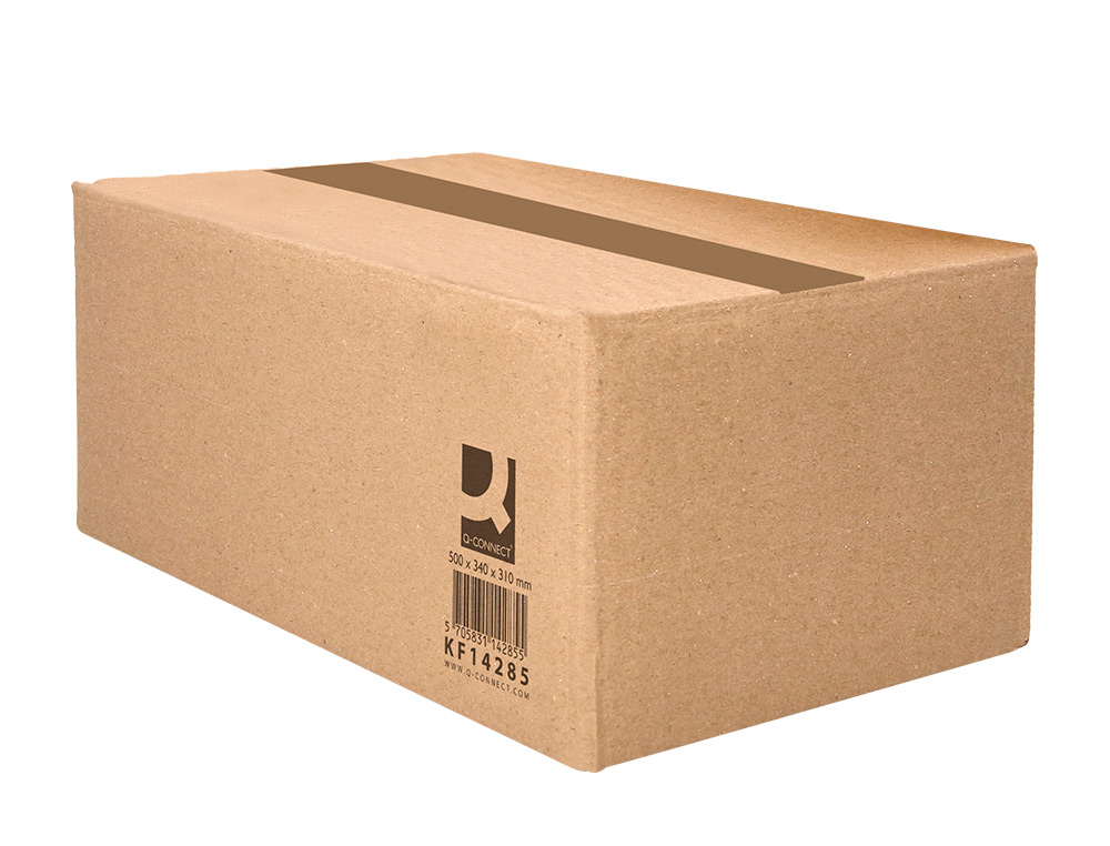 CAJA PARA EMBALAR Q-CONNECT AMERICANA ULTRA RESISTENTE CARTON RECICLADO CANAL DOBLE 7MM COLOR KRAFT 500X340X310 MM