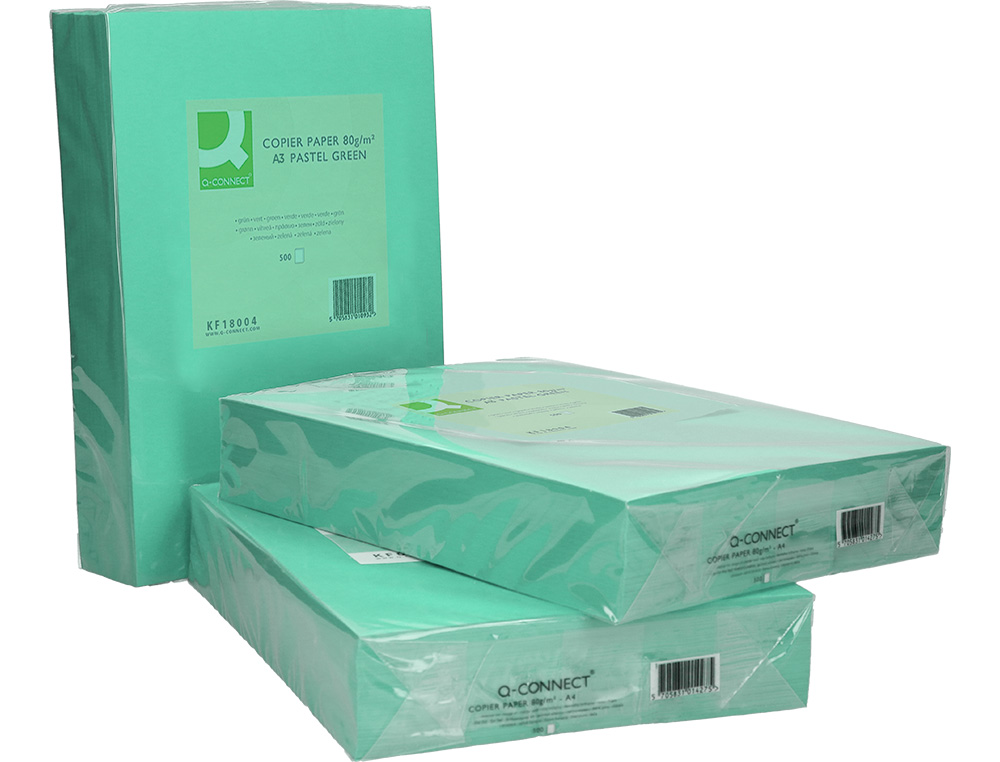 PAPEL COLOR Q-CONNECT DIN A3 80GR VERDE PAQUETE DE 500 HOJAS