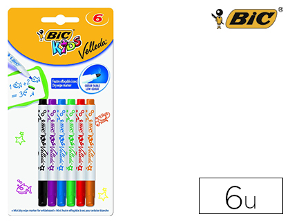 ROTULADOR BIC KIDS VELLEDA PARA PIZARRA BLISTER DE 6 UNIDADES COLORES SURTIDOS