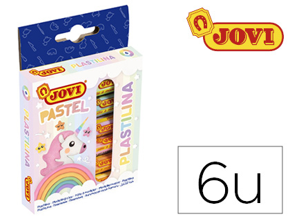 PLASTILINA JOVI 90 ESTUCHE 6 BARRAS COLORES PASTEL SURTIDOS 15 G