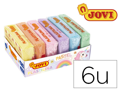 PLASTILINA JOVI 70 TAMAO PEQUEO CAJA DE 6 UNIDADES COLORES PASTEL SURTIDOS 50G