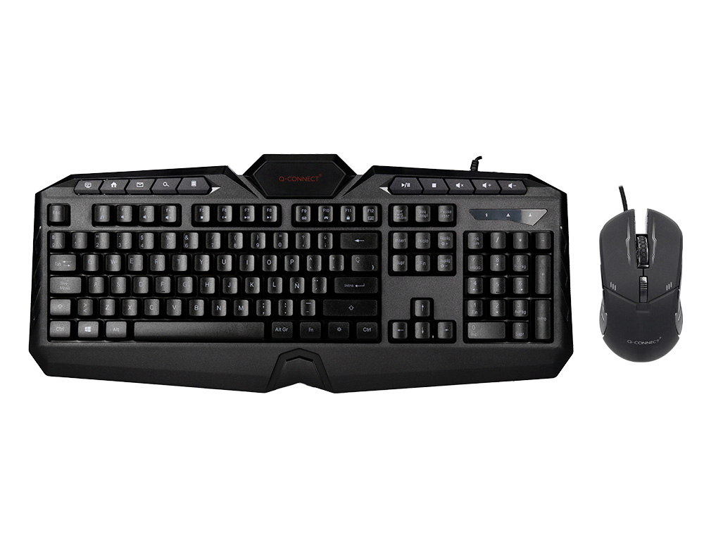 SET TECLADO Y RATON Q-CONNECT GAMING CON CABLE E ILUMINACION LED COLOR NEGRO