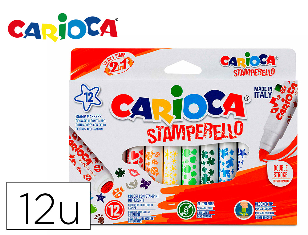 ROTULADOR CARIOCA STAMPERELLO CAJA 12 UNIDADES COLORES SURTIDOS