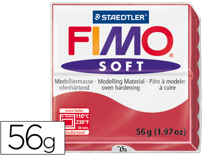 PASTA STAEDTLER FIMO SOFT 57 GR COLOR ROJO CEREZA