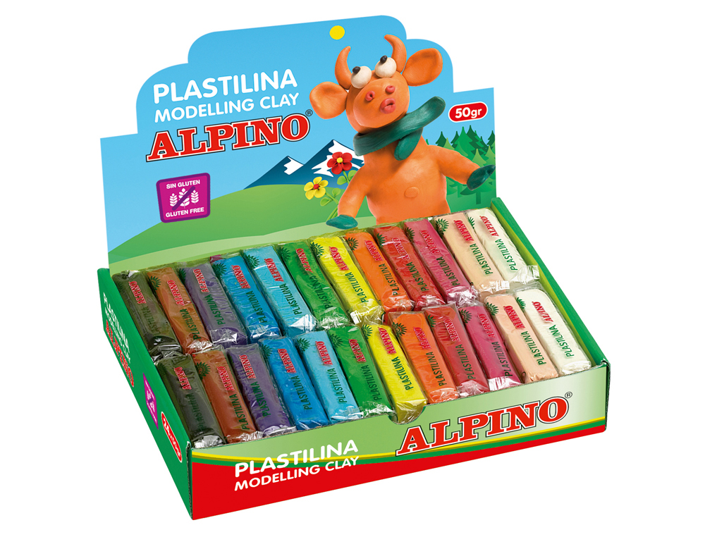 PLASTILINA ALPINO TAMAO PEQUEO 50 GR CAJA DE 24 UNIDADES COLORES SURTIDOS