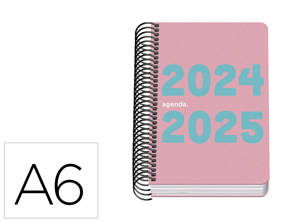 AGENDA ESCOLAR ESPIRAL DOHE DIN A6 DIA PAGINA 2024-2025 MEMORY BASIC ROSA