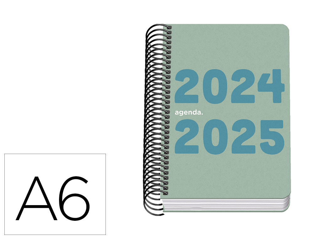 AGENDA ESCOLAR ESPIRAL DOHE DIN A6 DIA PAGINA 2024-2025 MEMORY BASIC VERDE