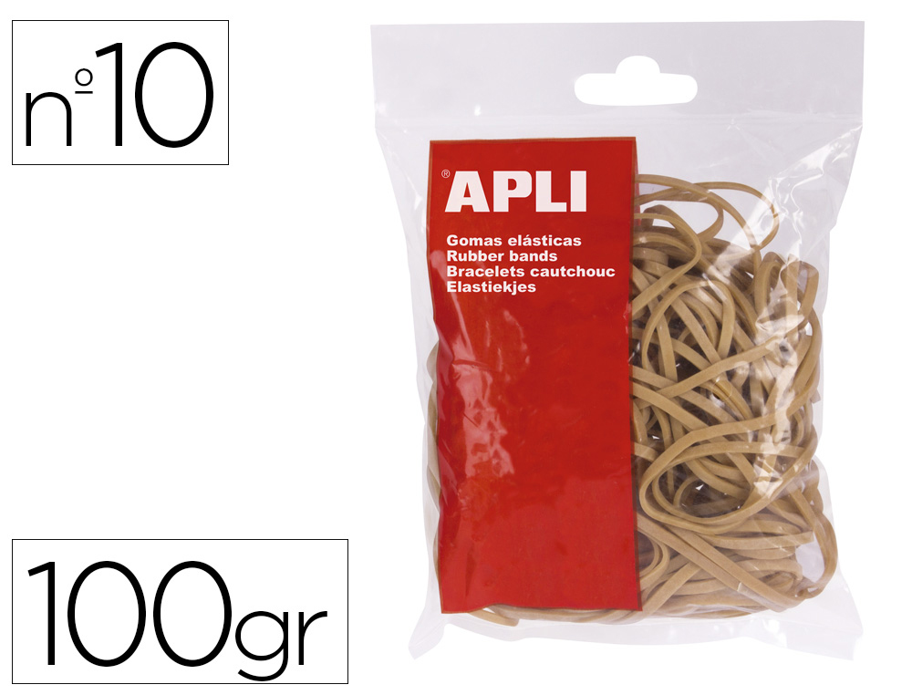 GOMILLAS ELASTICAS APLI 100 X 2 MM N 10 BOLSA DE 100 GR