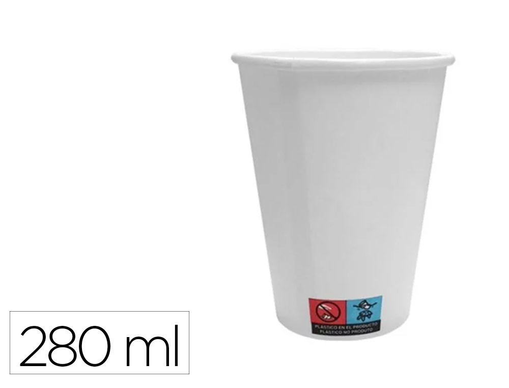 VASO DE PAPEL BLANCO BUNZL RECICLABLE PEFC 280 ML APTO BEBIDAS FRIAS Y CALIENTES PAQUETE DE 50 UNIDADES