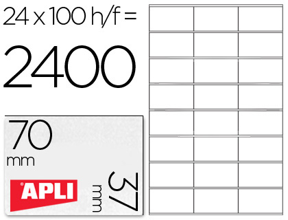 ETIQUETA ADHESIVA APLI 1273 TAMAO 70X37 MM FOTOCOPIADORA LASER INK-JET CAJA CON 100 HOJAS DIN A4