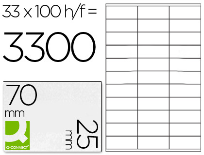 ETIQUETA ADHESIVA Q-CONNECT KF10640 TAMAO 70X25 MM FOTOCOPIADORA LASER INK.JET CAJA CON 100 HOJAS DIN A4