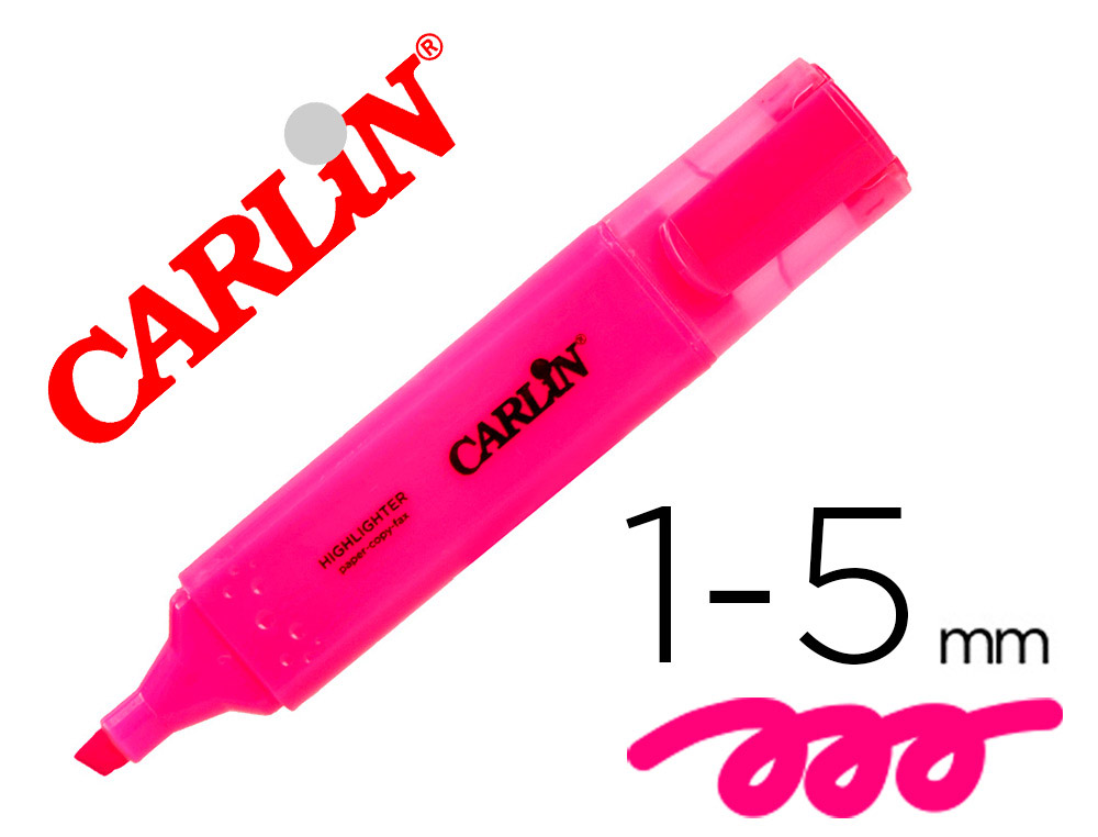 ROTULADOR CARLIN FLUORESCENTE ROSA PUNTA BISELADA